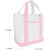 imageDALIX 14quot Mini Small Cotton Canvas Party Favor Wedding Gift Tote Bag in Gray WhitePink