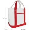 imageDALIX 14quot Mini Small Cotton Canvas Party Favor Wedding Gift Tote Bag in Gray WhiteRed