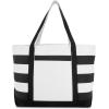 imageDALIX Striped Boat Bag Premium Cotton Canvas Tote in BlackBlack