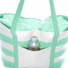 imageDALIX Striped Boat Bag Premium Cotton Canvas Tote in BlackMint Green