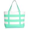 imageDALIX Striped Boat Bag Premium Cotton Canvas Tote in BlackMint Green
