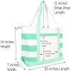 imageDALIX Striped Boat Bag Premium Cotton Canvas Tote in BlackMint Green