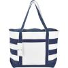 imageDALIX Striped Boat Bag Premium Cotton Canvas Tote in BlackNavy Blue