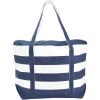 imageDALIX Striped Boat Bag Premium Cotton Canvas Tote in BlackNavy Blue