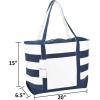 imageDALIX Striped Boat Bag Premium Cotton Canvas Tote in BlackNavy Blue