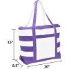 imageDALIX Striped Boat Bag Premium Cotton Canvas Tote in BlackPurple