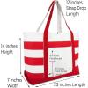 imageDALIX Striped Boat Bag Premium Cotton Canvas Tote in BlackRed