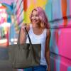 imageDALIX Womens 23quot Deluxe 24 oz Cotton Canvas Tote Bag Zippered in Light PinkAsphalt Gray