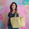 imageDALIX Womens 23quot Deluxe 24 oz Cotton Canvas Tote Bag Zippered in Light PinkBeige