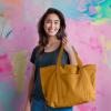 imageDALIX Womens 23quot Deluxe 24 oz Cotton Canvas Tote Bag Zippered in Light PinkButterscotch
