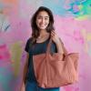 imageDALIX Womens 23quot Deluxe 24 oz Cotton Canvas Tote Bag Zippered in Light PinkDusty Rose