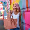 imageDALIX Womens 23quot Deluxe 24 oz Cotton Canvas Tote Bag Zippered in Light PinkDusty Rose