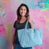 imageDALIX Womens 23quot Deluxe 24 oz Cotton Canvas Tote Bag Zippered in Light PinkLight Blue
