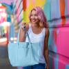 imageDALIX Womens 23quot Deluxe 24 oz Cotton Canvas Tote Bag Zippered in Light PinkLight Blue