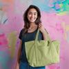 imageDALIX Womens 23quot Deluxe 24 oz Cotton Canvas Tote Bag Zippered in Light PinkLight Green