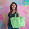 imageDALIX Womens 23quot Deluxe 24 oz Cotton Canvas Tote Bag Zippered in Light PinkMint Green