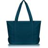 imageDALIX Womens 23quot Deluxe 24 oz Cotton Canvas Tote Bag Zippered in Light PinkNavy Blue