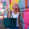 imageDALIX Womens 23quot Deluxe 24 oz Cotton Canvas Tote Bag Zippered in Light PinkNavy Blue