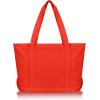 imageDALIX Womens 23quot Deluxe 24 oz Cotton Canvas Tote Bag Zippered in Light PinkRed