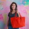 imageDALIX Womens 23quot Deluxe 24 oz Cotton Canvas Tote Bag Zippered in Light PinkRed