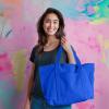 imageDALIX Womens 23quot Deluxe 24 oz Cotton Canvas Tote Bag Zippered in Light PinkRoyal Blue