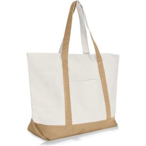 image22quot Heavy Duty Cotton Canvas Tote Bag ZipperedBrown