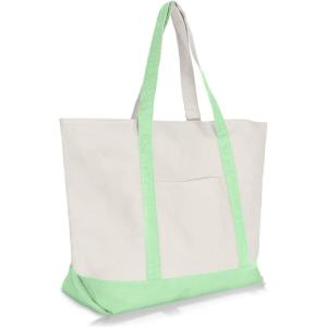 image22quot Heavy Duty Cotton Canvas Tote Bag ZipperedMint Green