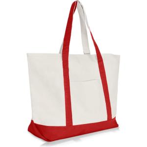 image22quot Heavy Duty Cotton Canvas Tote Bag ZipperedRed