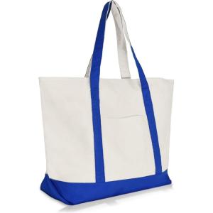 image22quot Heavy Duty Cotton Canvas Tote Bag ZipperedRoyal Blue