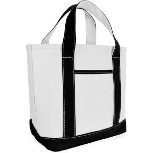 imageDALIX 14quot Mini Small Cotton Canvas Party Favor Wedding Gift Tote Bag in Gray WhiteBlack