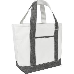 imageDALIX 14quot Mini Small Cotton Canvas Party Favor Wedding Gift Tote Bag in Gray WhiteGray
