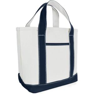 imageDALIX 14quot Mini Small Cotton Canvas Party Favor Wedding Gift Tote Bag in Gray WhiteNavy Blue