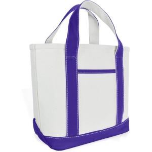 imageDALIX 14quot Mini Small Cotton Canvas Party Favor Wedding Gift Tote Bag in Gray WhitePurple