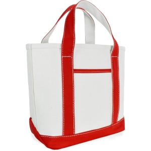 imageDALIX 14quot Mini Small Cotton Canvas Party Favor Wedding Gift Tote Bag in Gray WhiteRed