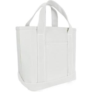 imageDALIX 14quot Mini Small Cotton Canvas Party Favor Wedding Gift Tote Bag in Gray WhiteWhite