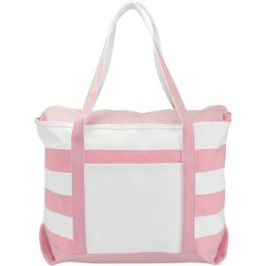imageDALIX Striped Boat Bag Premium Cotton Canvas Tote in BlackPink