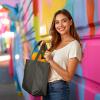 imageDALIX 20quot Solid Color Cotton Canvas Shopping Tote Bag in LavenderAsphalt Gray