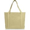 imageDALIX 20quot Solid Color Cotton Canvas Shopping Tote Bag in LavenderBeige
