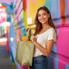 imageDALIX 20quot Solid Color Cotton Canvas Shopping Tote Bag in LavenderBeige