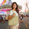 imageDALIX 20quot Solid Color Cotton Canvas Shopping Tote Bag in LavenderBeige