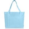 imageDALIX 20quot Solid Color Cotton Canvas Shopping Tote Bag in LavenderLight Blue