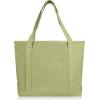 imageDALIX 20quot Solid Color Cotton Canvas Shopping Tote Bag in LavenderLight Green