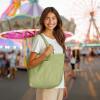 imageDALIX 20quot Solid Color Cotton Canvas Shopping Tote Bag in LavenderLight Green