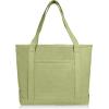 imageDALIX 20quot Solid Color Cotton Canvas Shopping Tote Bag in LavenderLight Green
