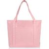 imageDALIX 20quot Solid Color Cotton Canvas Shopping Tote Bag in LavenderLight Pink