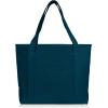 imageDALIX 20quot Solid Color Cotton Canvas Shopping Tote Bag in LavenderNavy Blue