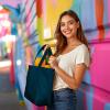 imageDALIX 20quot Solid Color Cotton Canvas Shopping Tote Bag in LavenderNavy Blue