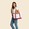 imageDALIX 23quot Premium 24 oz Cotton Canvas Shopping Tote BagRed