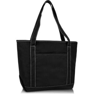 imageDALIX 20quot Solid Color Cotton Canvas Shopping Tote Bag in LavenderBlackwhite