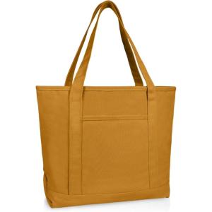 imageDALIX 20quot Solid Color Cotton Canvas Shopping Tote Bag in LavenderButterscotch